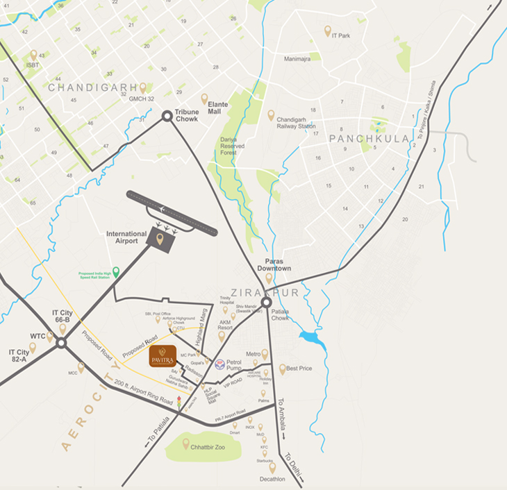 M Pro Developers project locations across the Tricity
